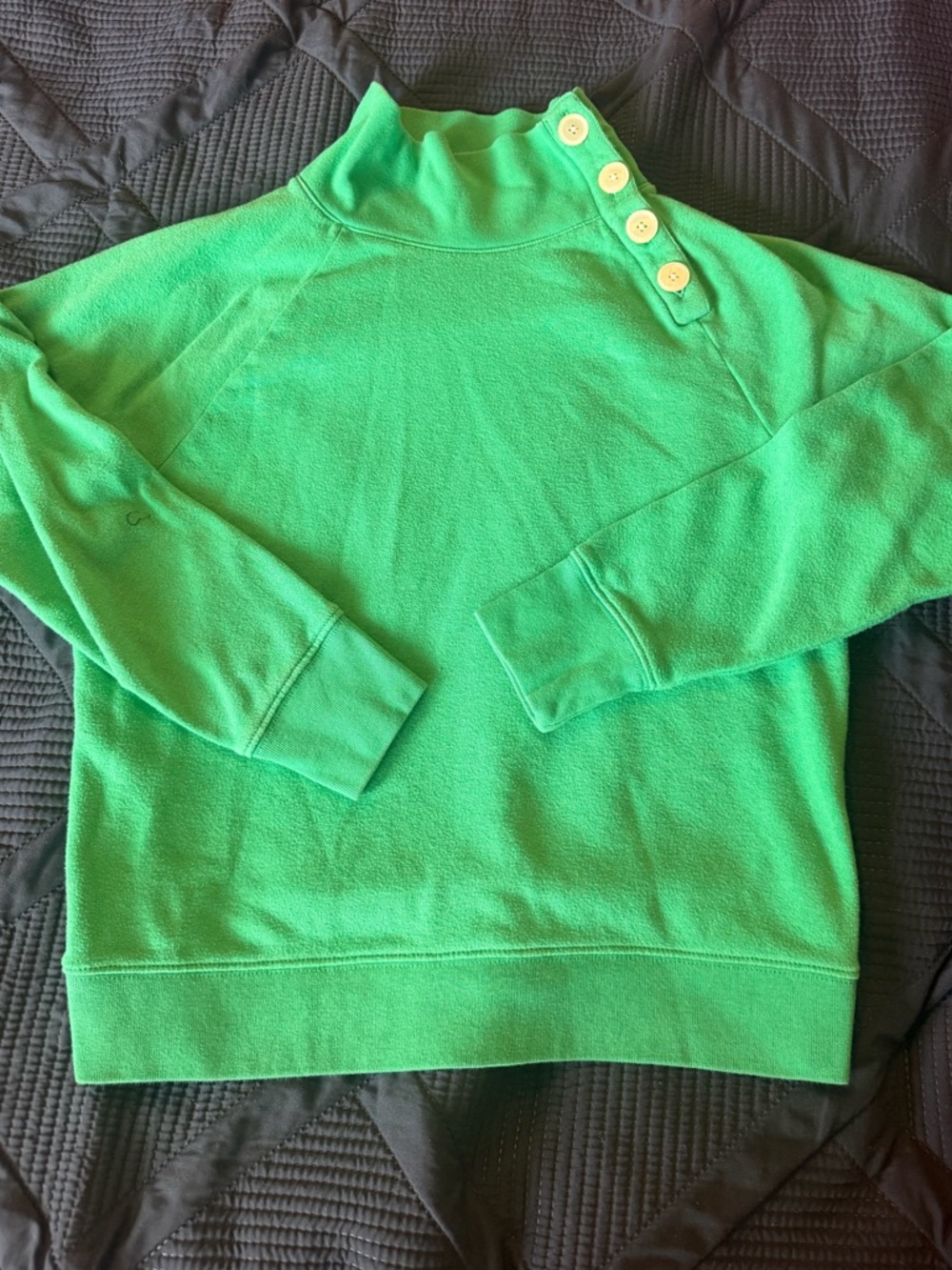 J. Crew Bright Green Button-Shoulder Turtleneck Sweater